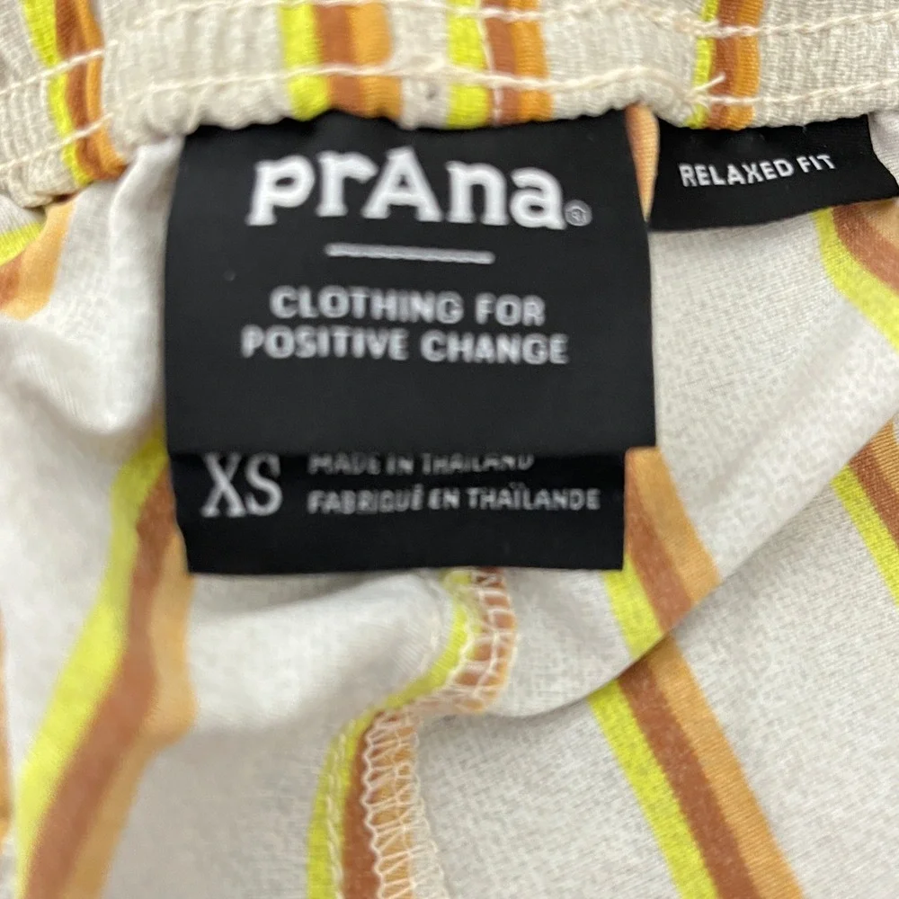 prAna Indio Heritage Shorts Mens XS Yarrow Orange Yellow Striped 1972521